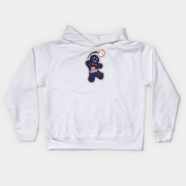 New York Mets Gingerbread Man Kids Hoodie by Rad Love